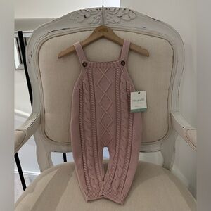 🦢 6 Mth Organic Cotton Dusty Rose Cable Knit Baby Romper NWT